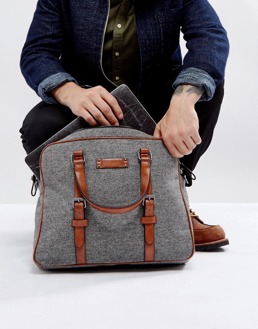Ted Baker Digger Document Bag In Wool in Gray for Men Lyst