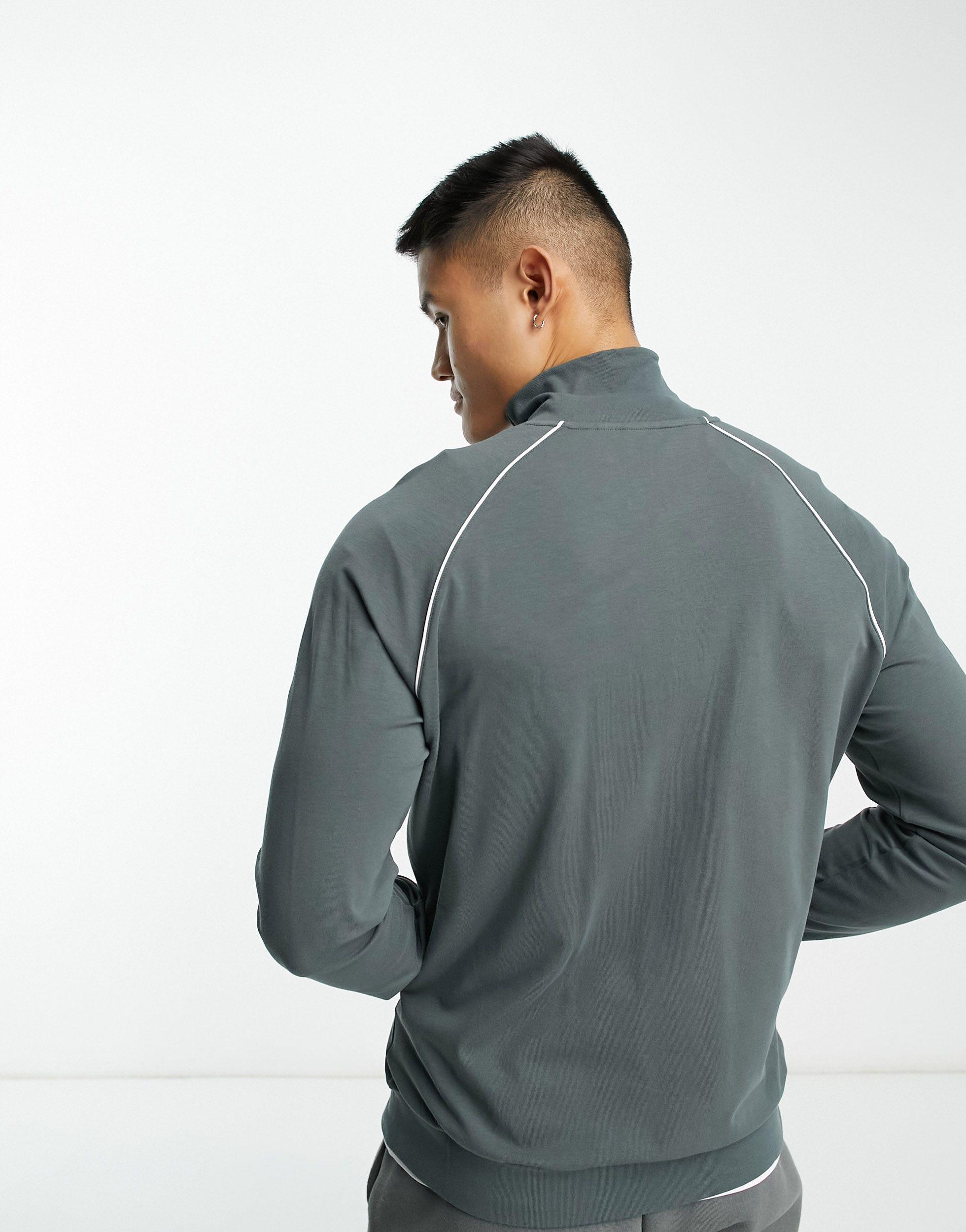 BOSS by HUGO BOSS Zip Through Funnel Neck Sweatshirt in Gray for Men | Lyst