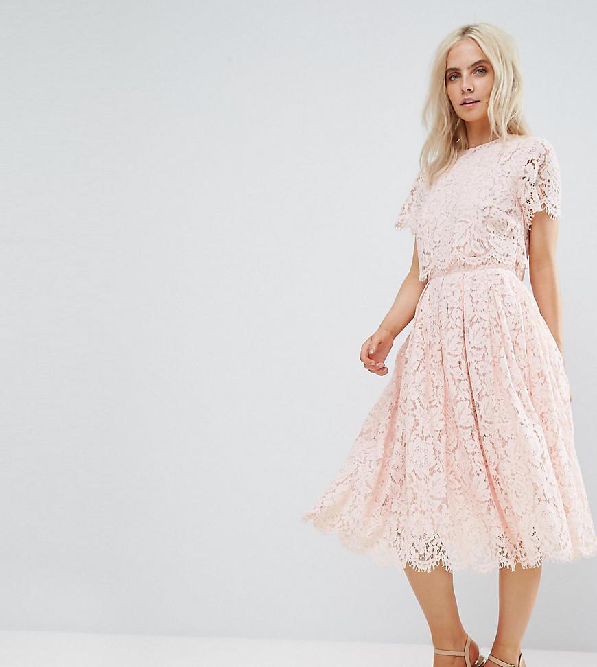 asos lace crop top midi prom dress