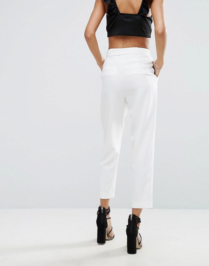 New Look Synthetic Paperbag Pants in White - Lyst