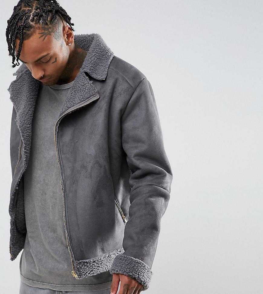 grey shearling jacket mens