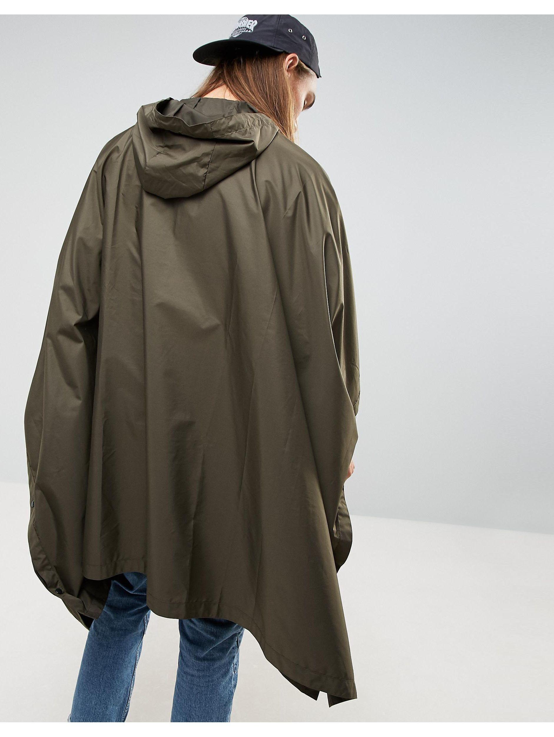 ASOS Synthetic Packable Poncho In Khaki in Green for Men Lyst
