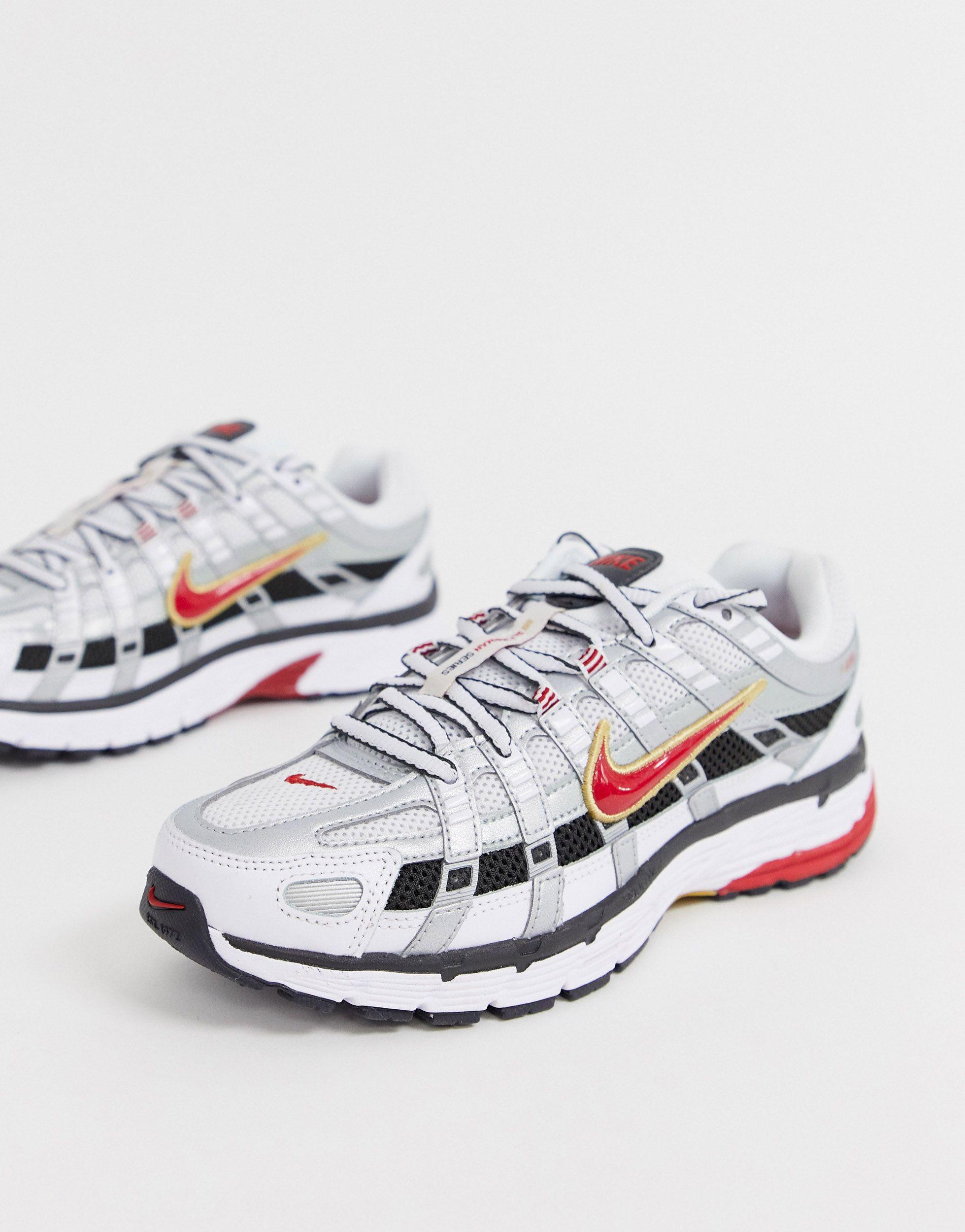 Nike And Red P-6000 Trainers in White | Lyst UK