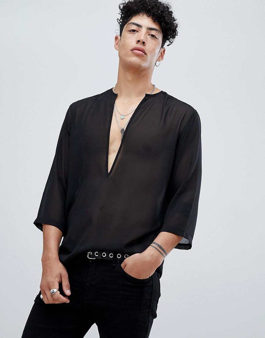 black deep v neck