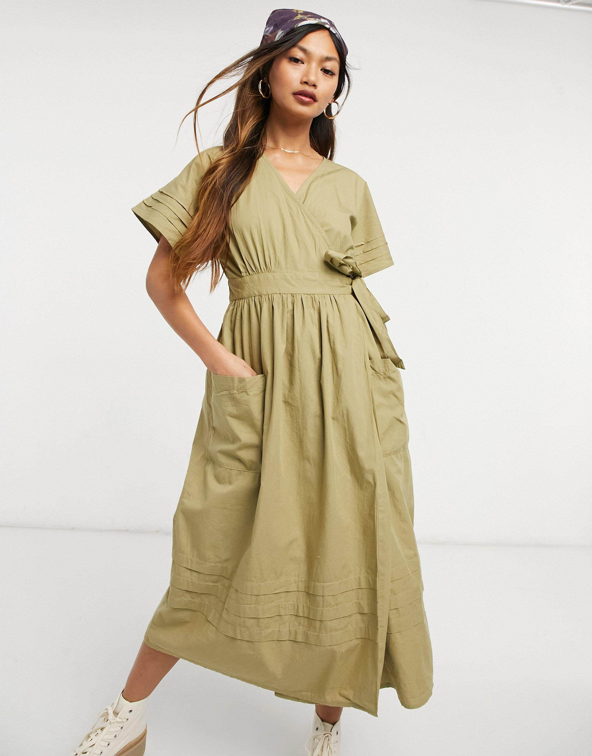 Warehouse green wrap dress Clearance