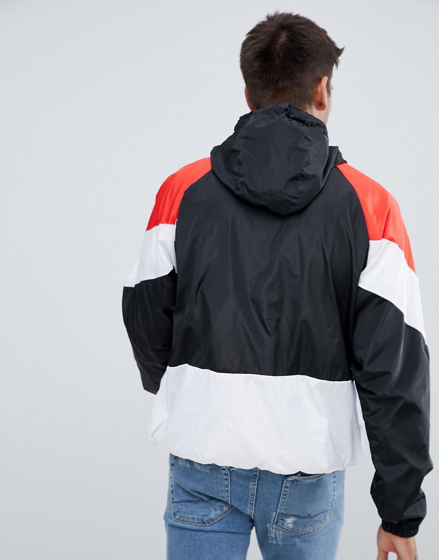 black colour block windbreaker jacket