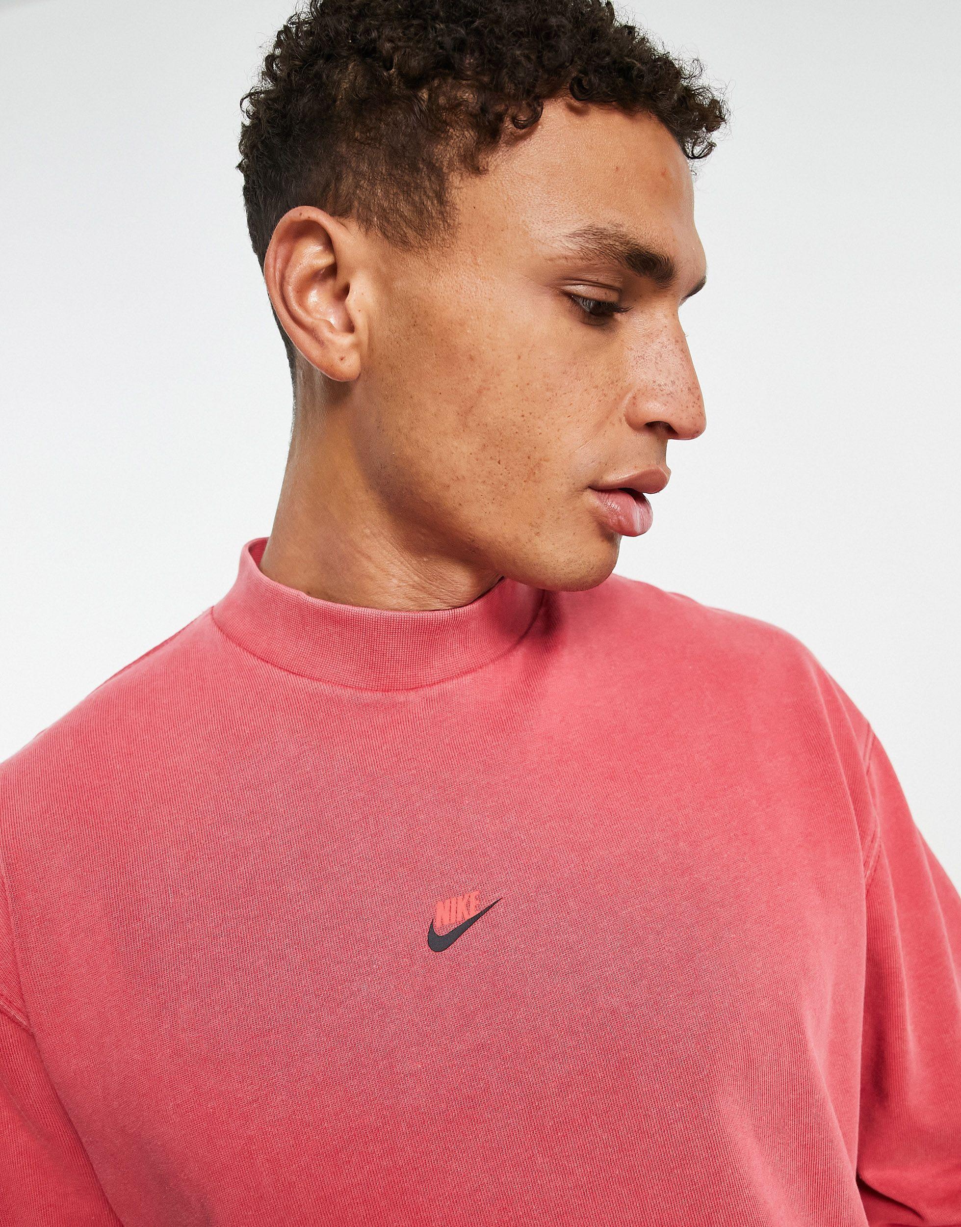 Premium essentials - sweat épais à manches longues et col montant -  bordeaux délavé Nike pour homme | Lyst