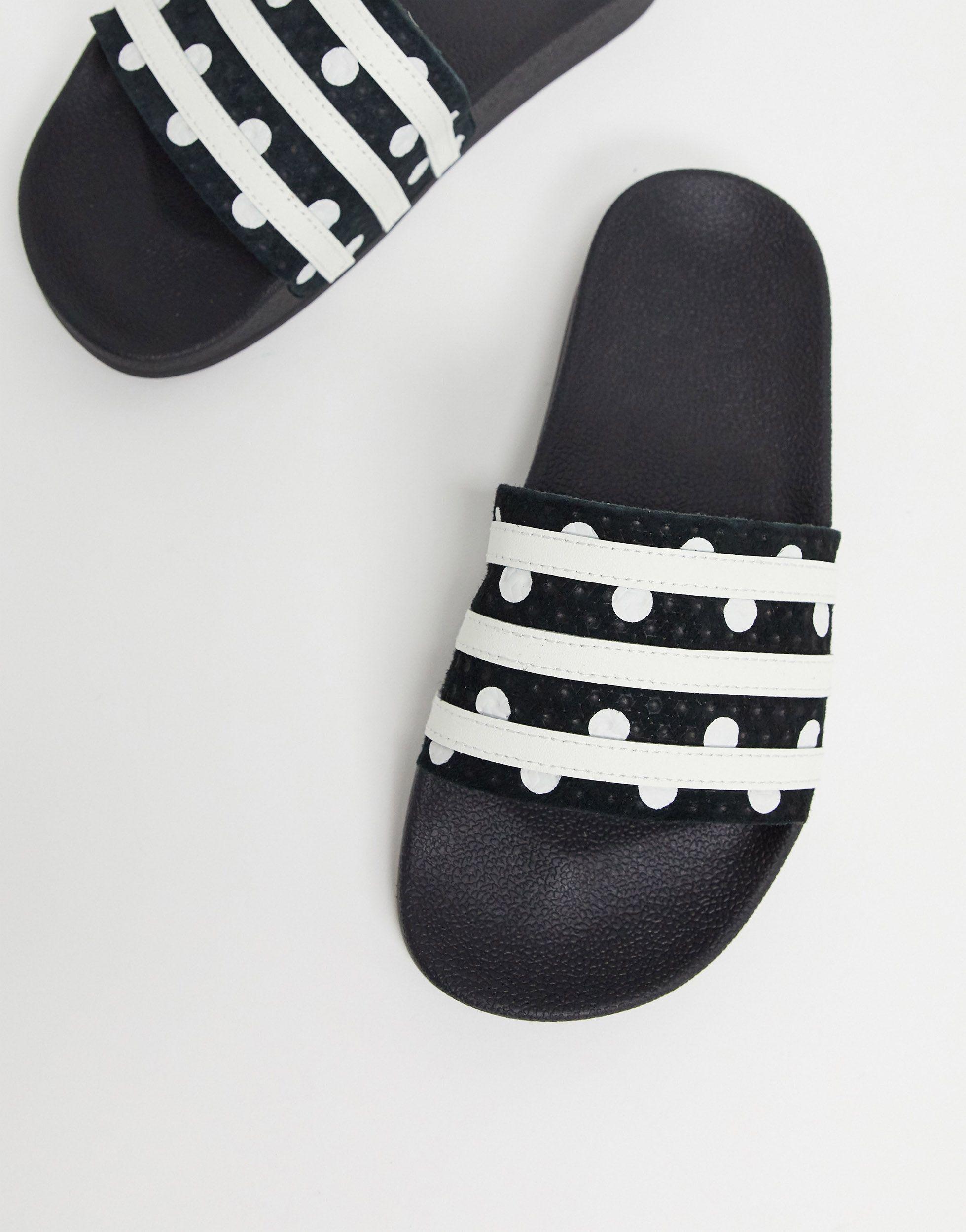 Sandalias negras con lunares adilette adidas Originals de color Negro | Lyst