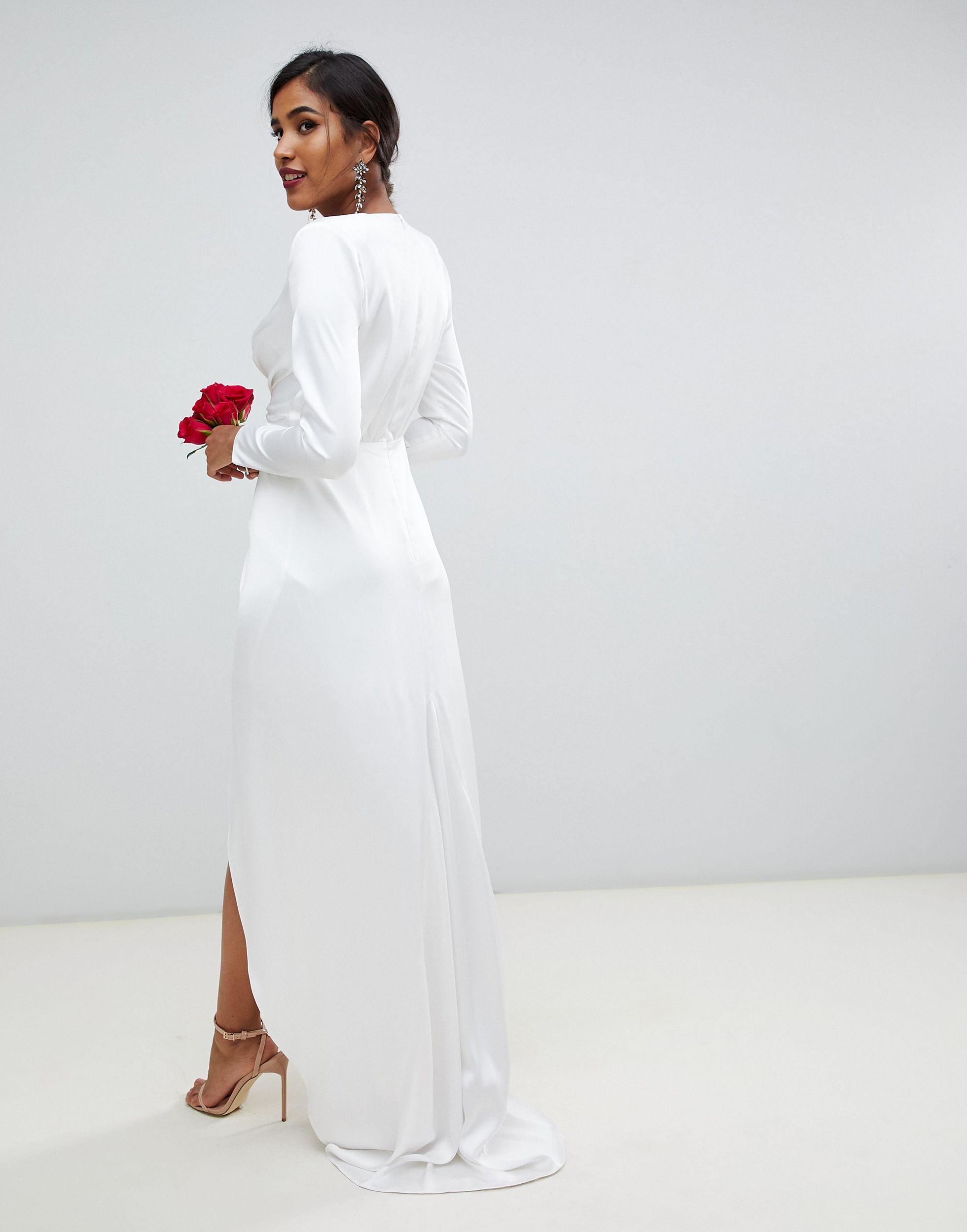 White plunge cheap wrap dress