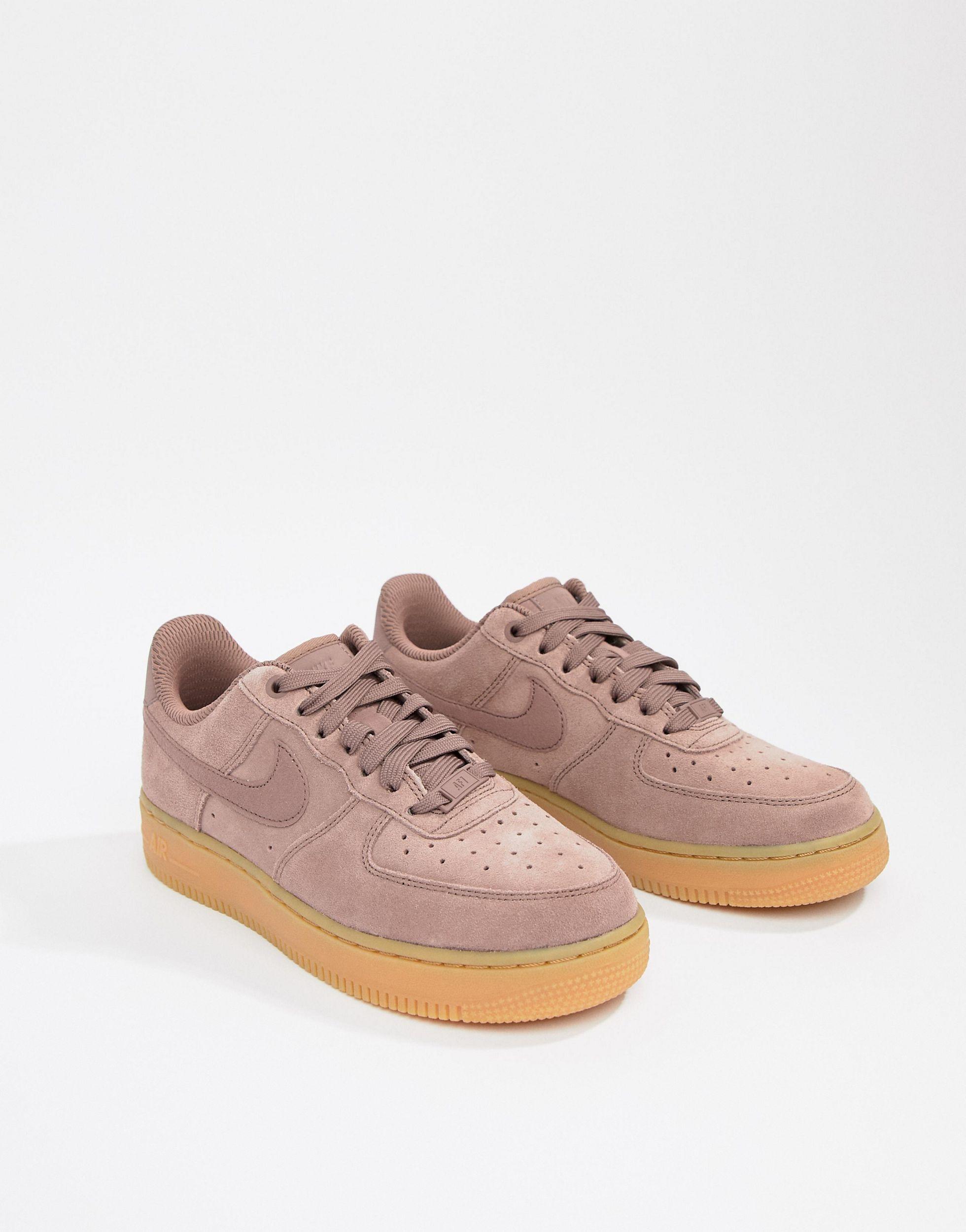 Nike Leather Mauve Air Force 1 Trainers With Gum Sole in Purple | Lyst