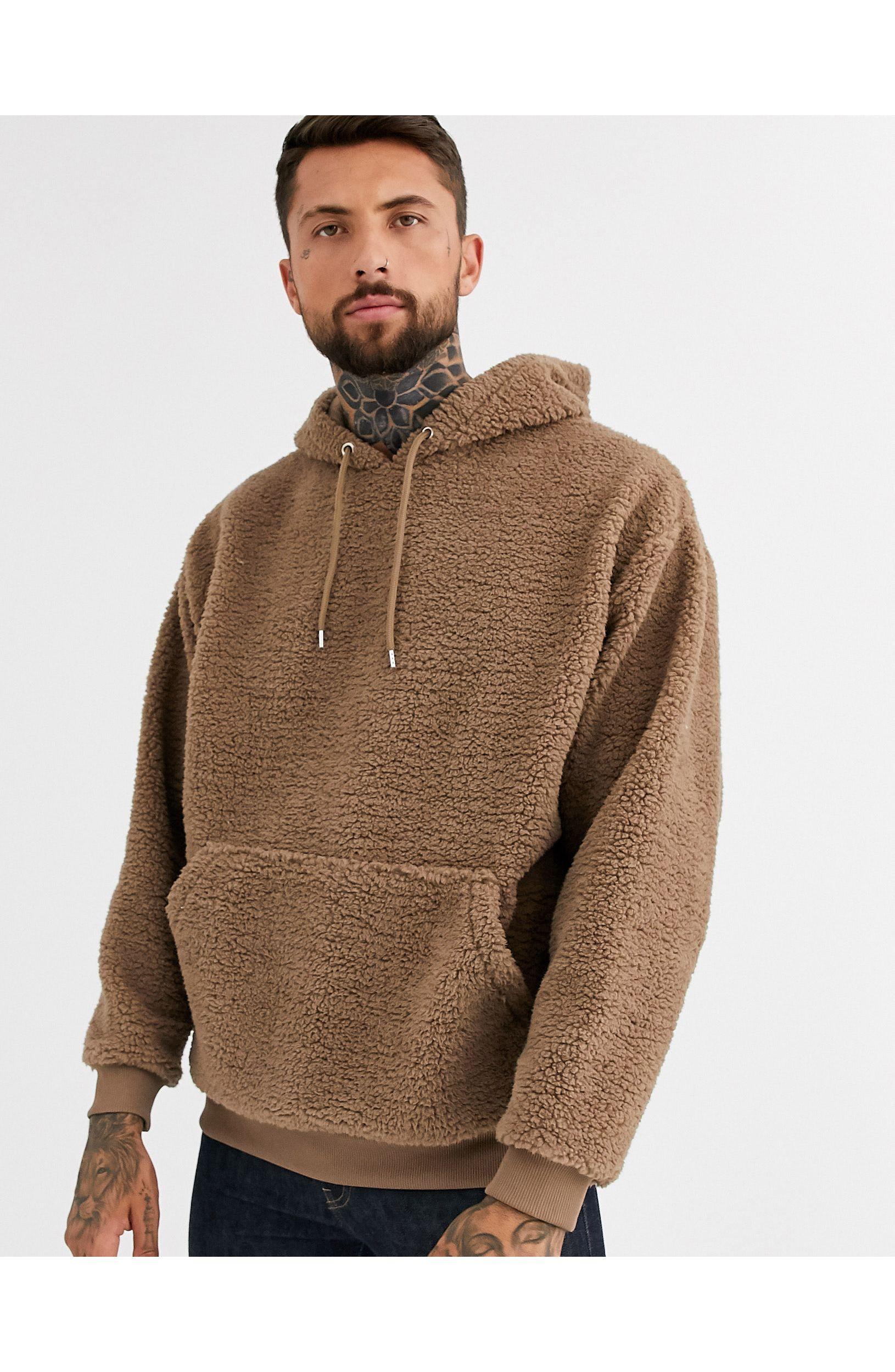 ASOS Synthetic Oversized Hoodie in Brown for Men - Lyst