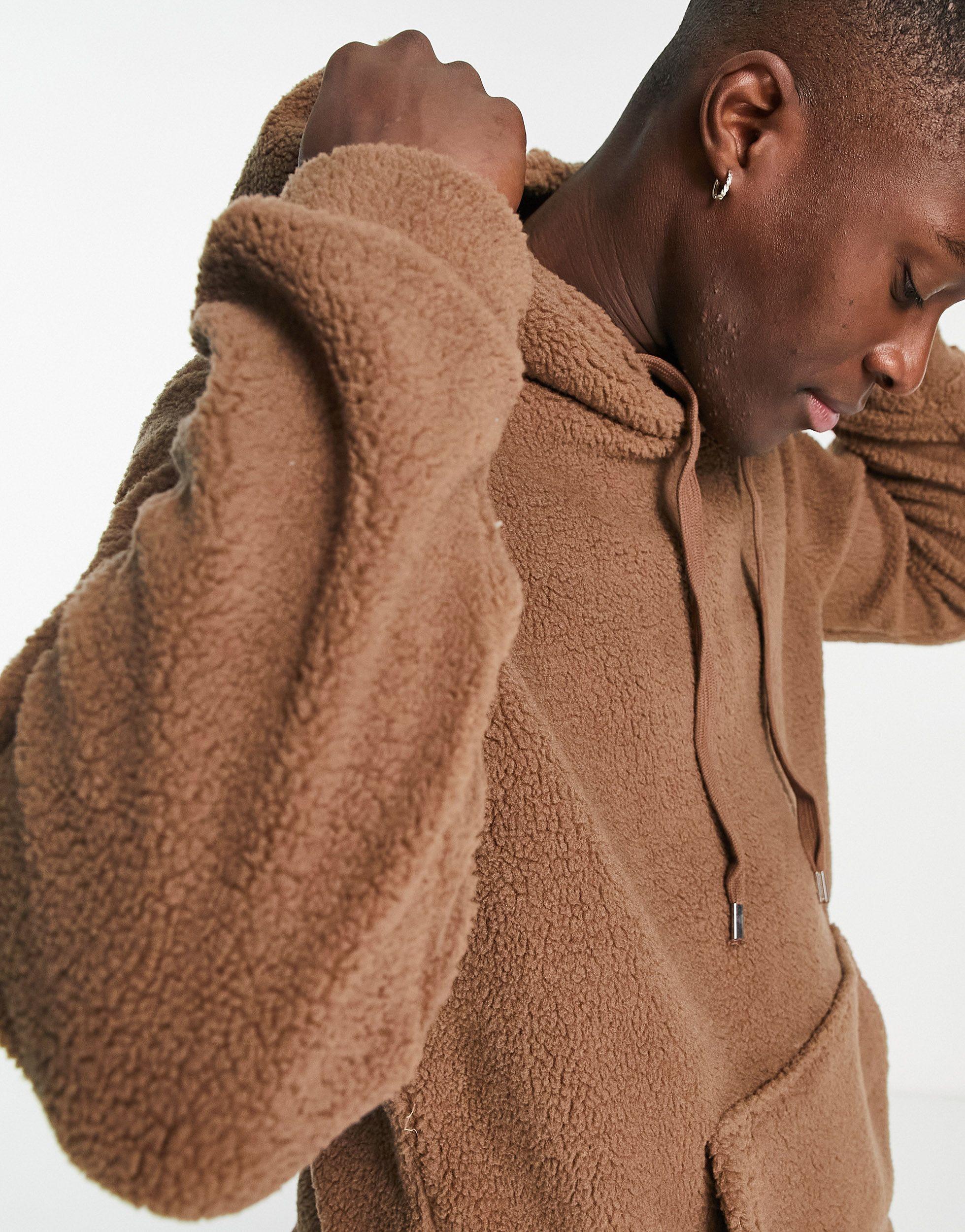 Only & Sons Teddy Borg Hoodie in Brown for Men | Lyst