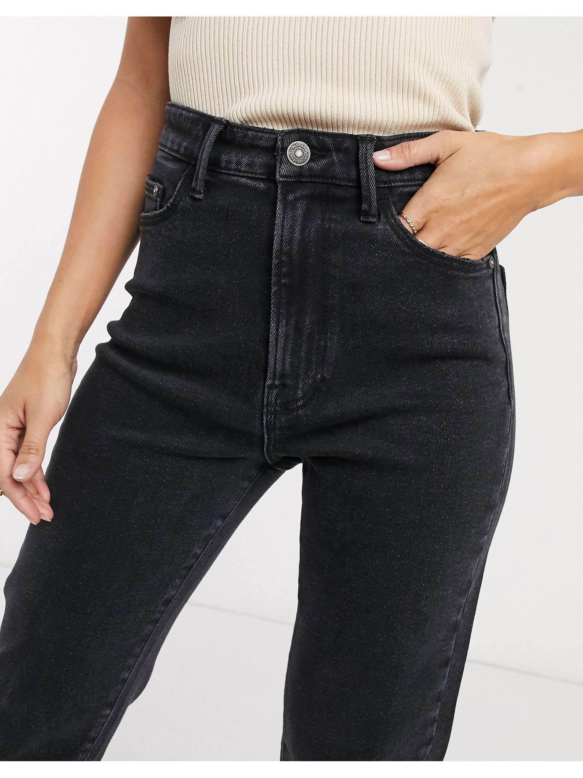 Stradivarius Mom Jean With Stretch In Black Sale SAVE 38% - mpgc.net