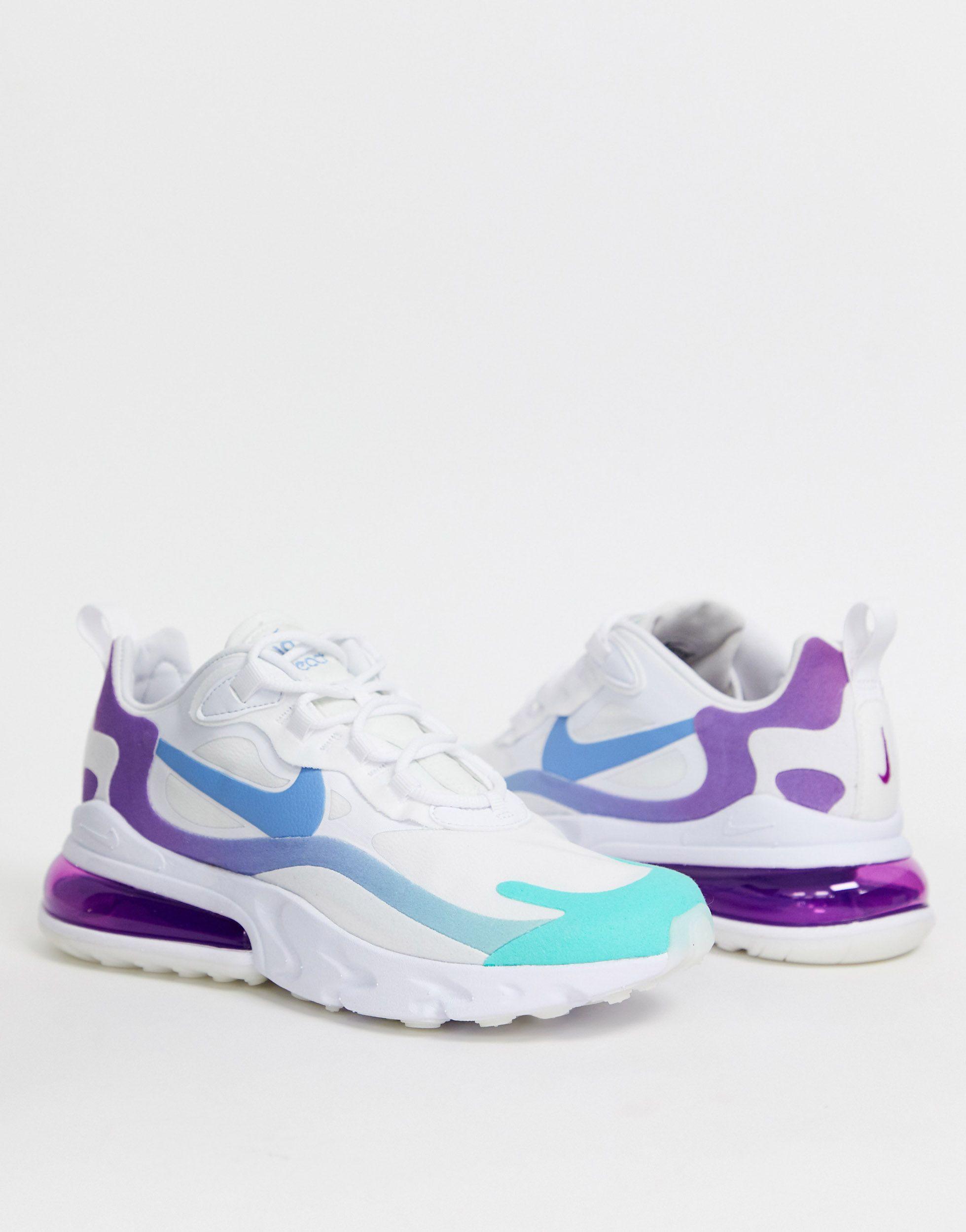 lustre Månenytår lovende Nike Blue And Purple Air Max 270 React Sneakers-pink | Lyst