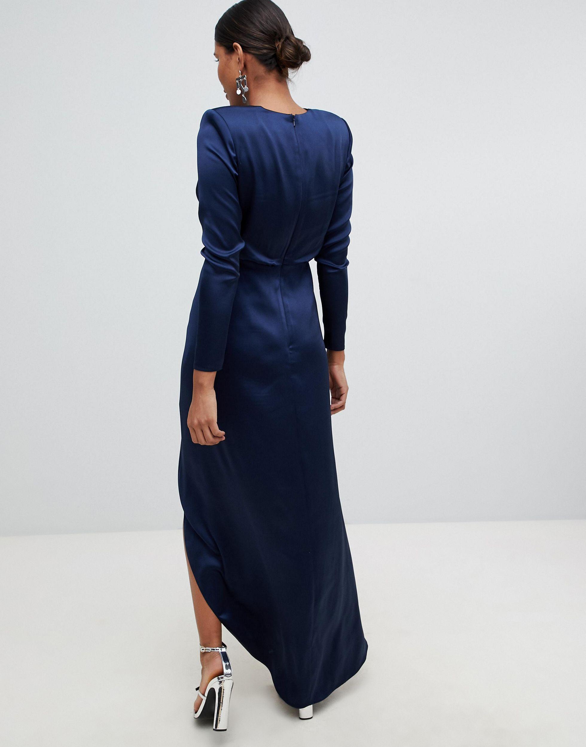 asos edition split side plunge maxi in satin