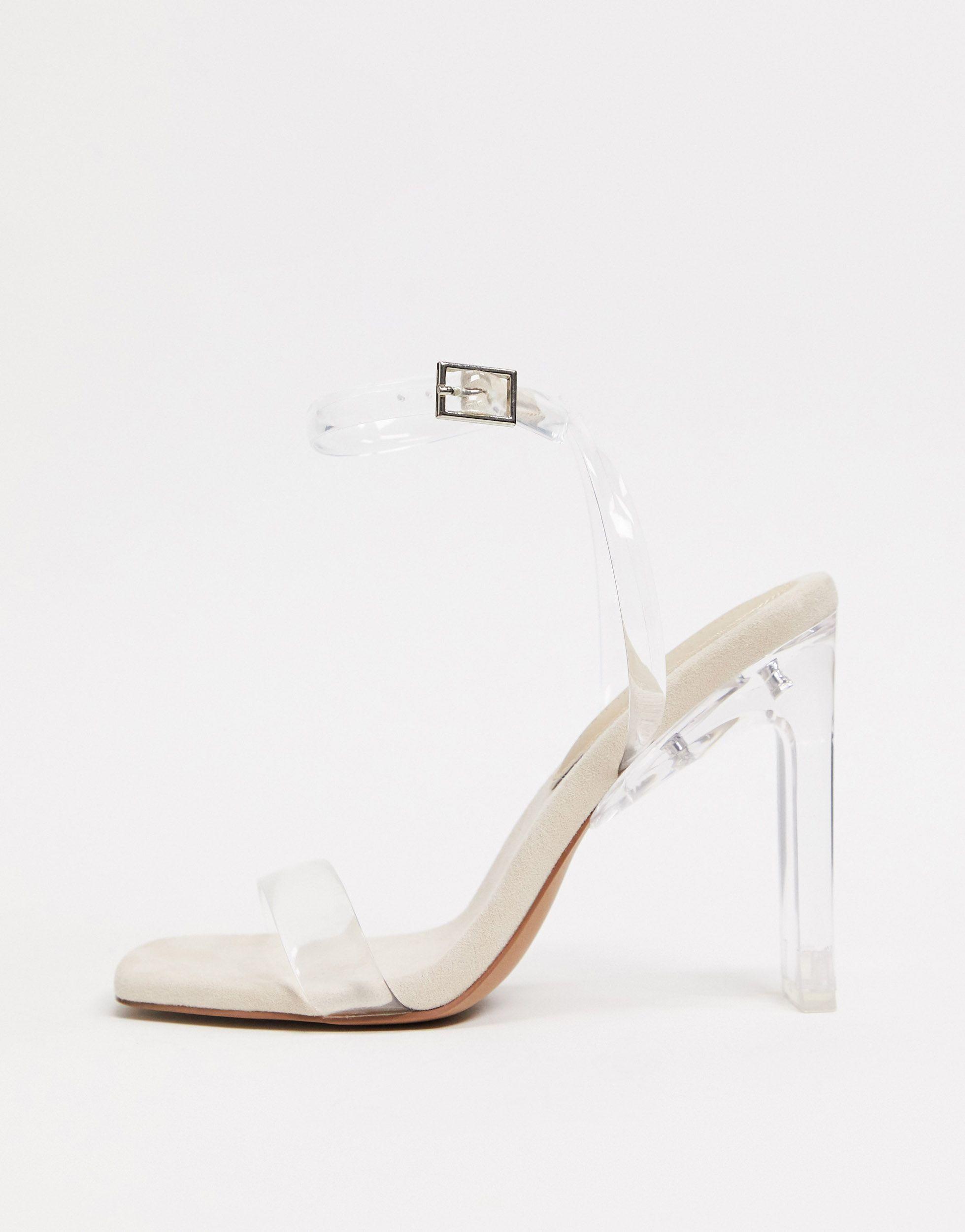 clear sandals mid heel