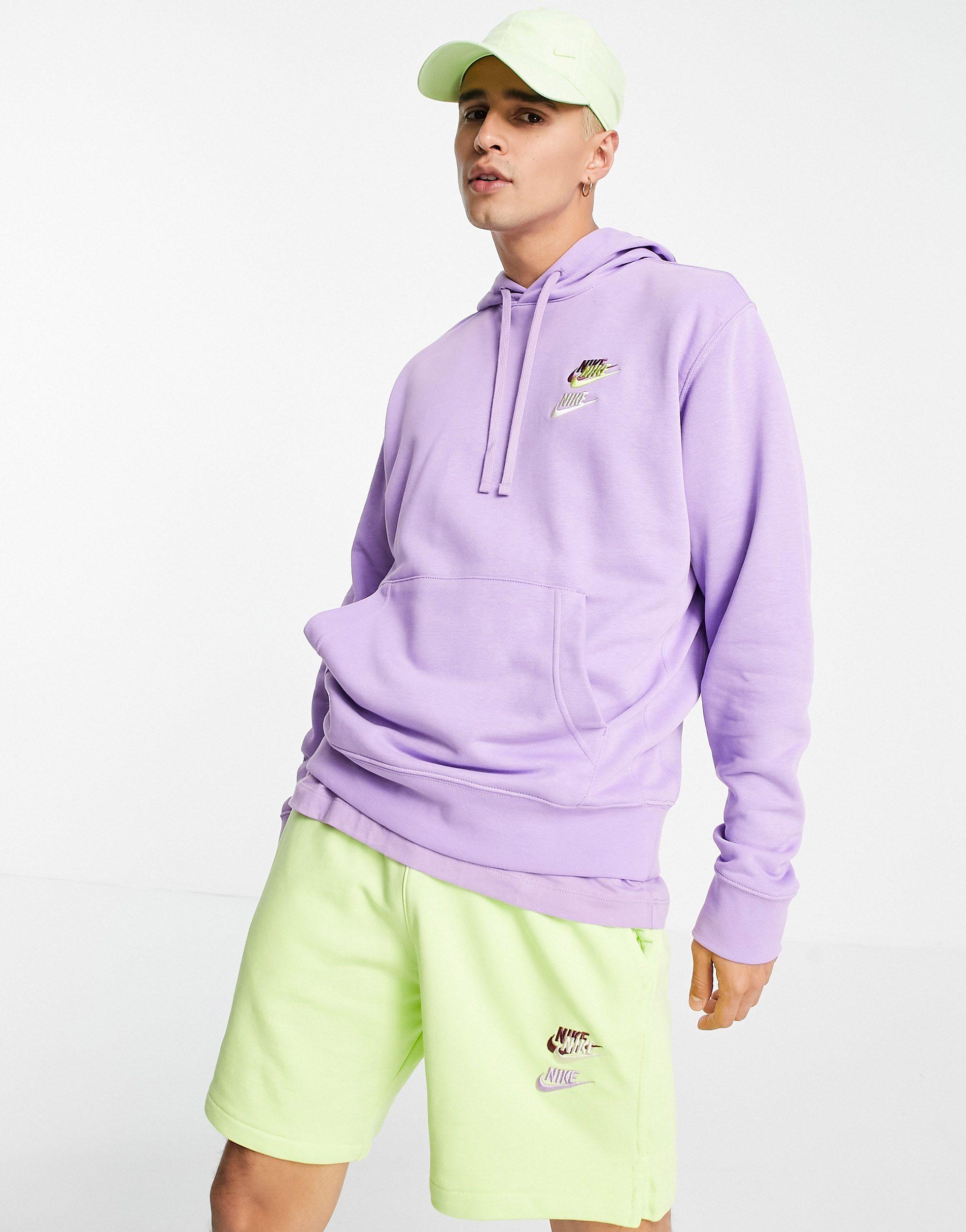Nike Essential Fleece+ Multi Logo Hoodie in Purple for Men | Lyst UK
