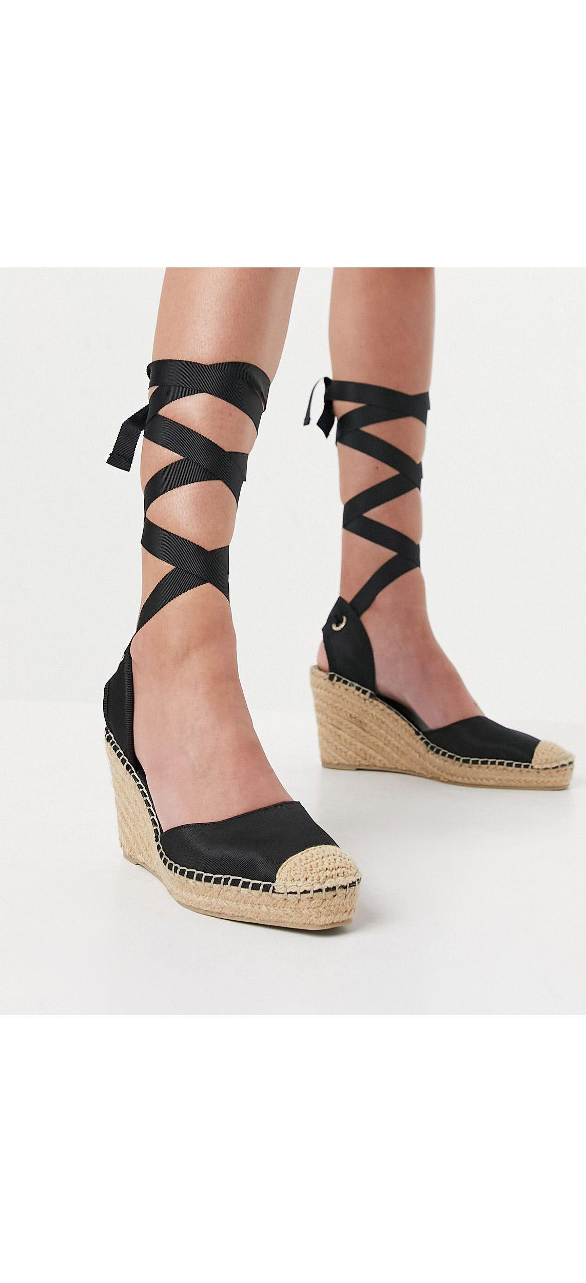 wide fit black espadrille wedges