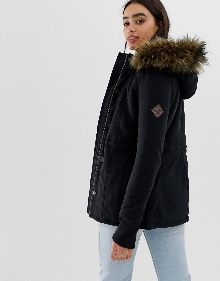 hollister coat with fur hood