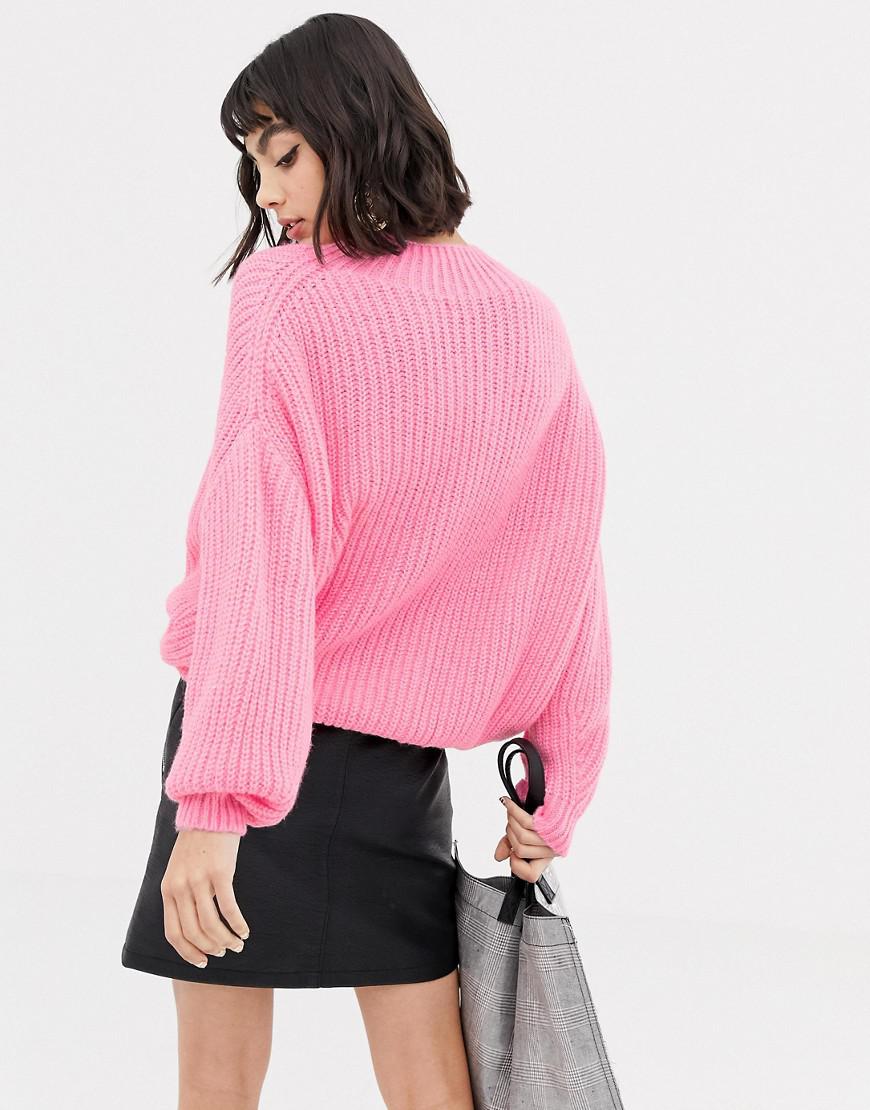 Mango Knitted Sweater In Neon Pink | Lyst