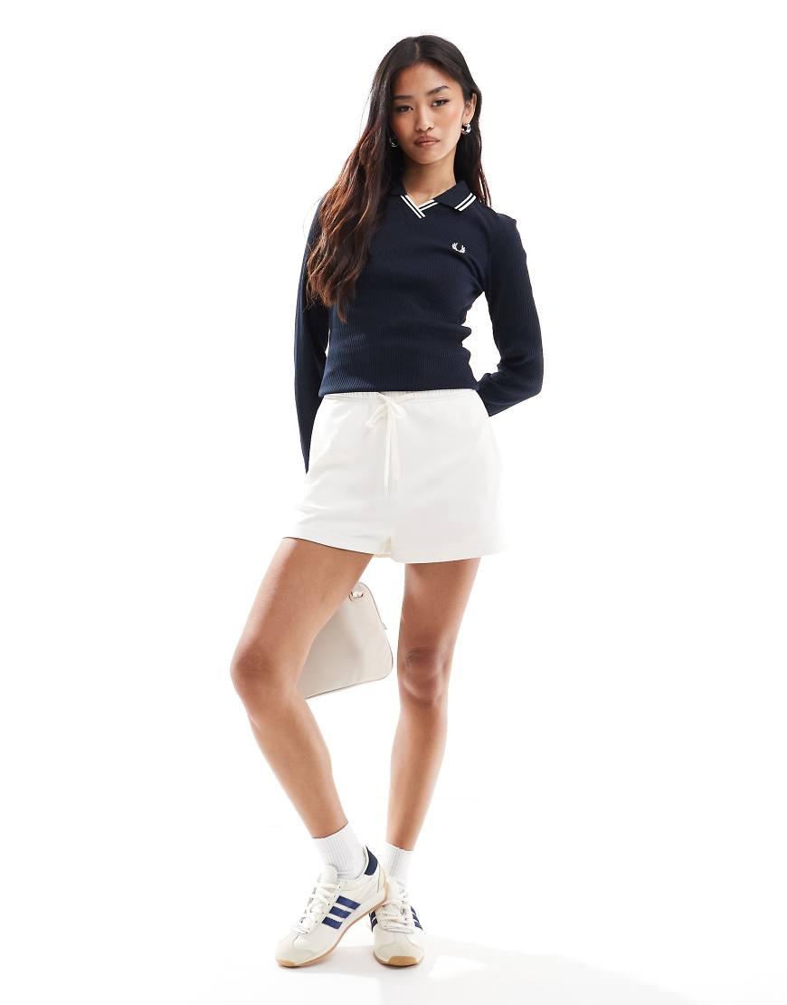 Fred Perry Long Sleeve Ribbed Polo Shirt in Blue | Lyst UK
