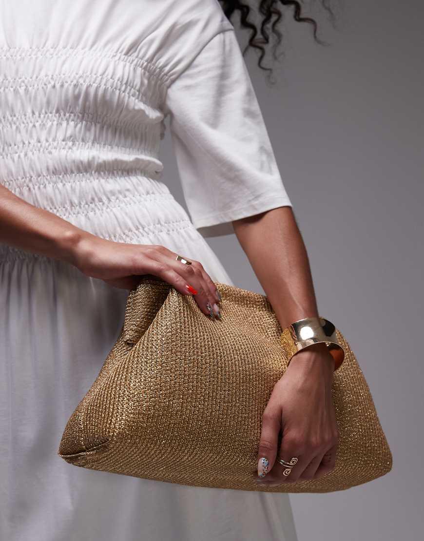 TOPSHOP Geela Oversized Weave Grab Clutch Bag in Grey Lyst UK