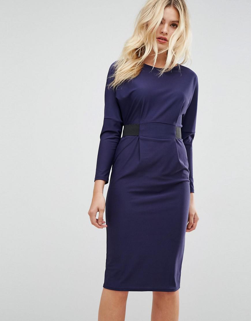 ASOS Synthetic Midi Dress With Elastic Waist Detail in