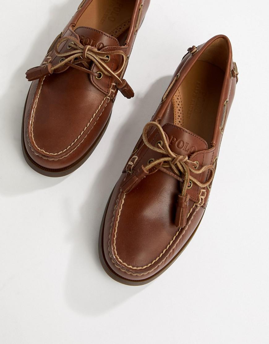 Polo Ralph Lauren Merton Leather Boat Shoes In Tan in Brown for Men | Lyst