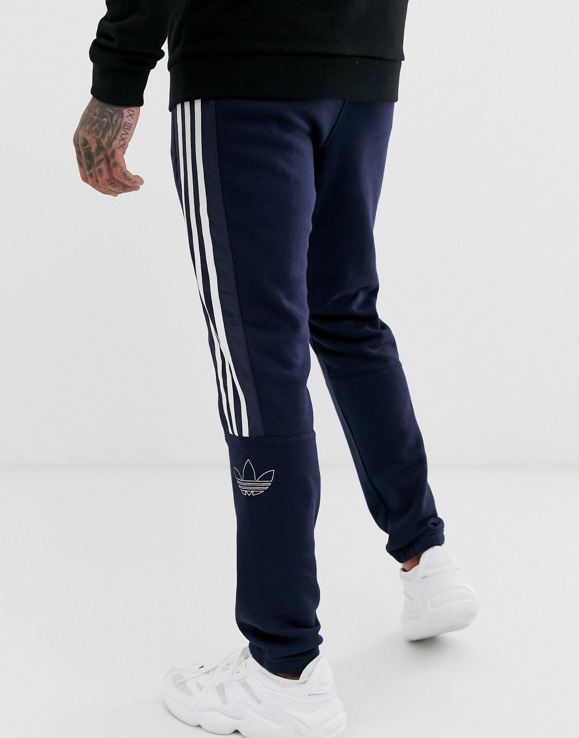 joggers With Outline Trefoil in Navy 