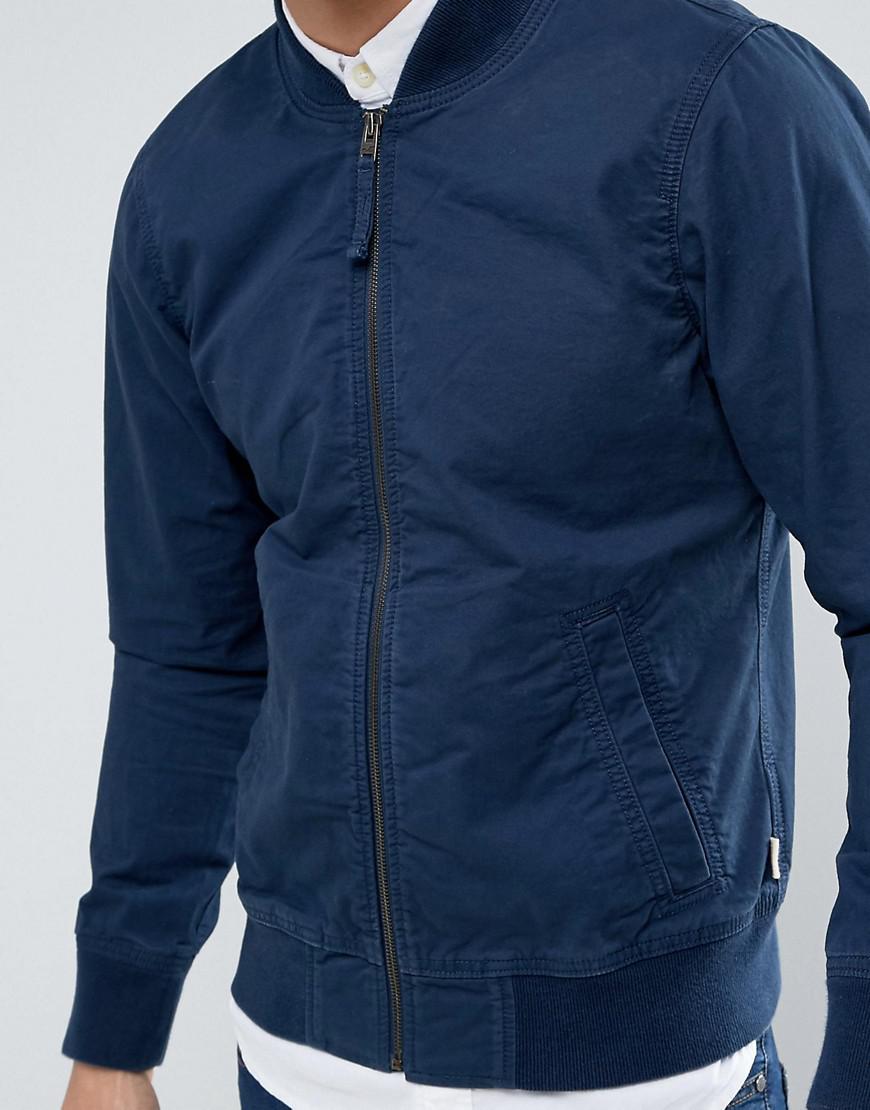 Hollister Cotton Bomber Jacket Stretch In Navy in Blue for Men | Lyst
