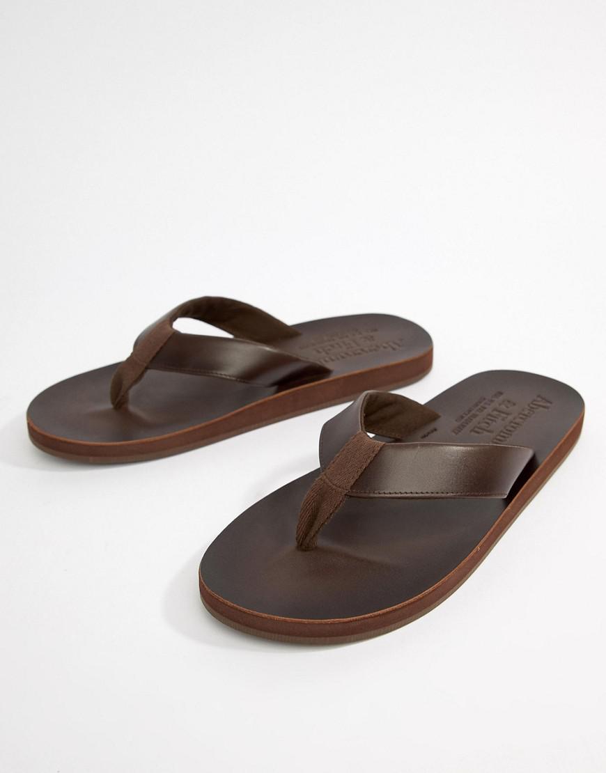 Abercrombie Fitch Leather Flip Flops Brown Men |