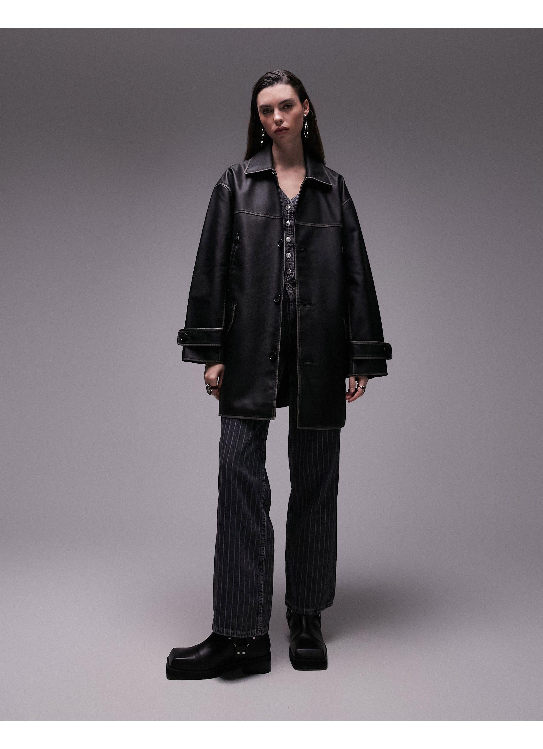 Topshop black shop and white coat