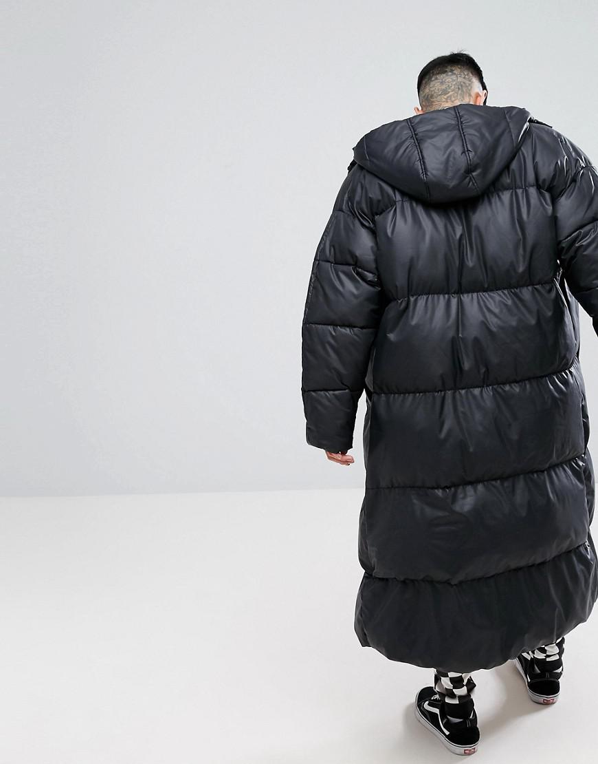 ASOS Synthetic Super Longline Oversized Puffer Jacket With Hood In Black  for Men | Lyst
