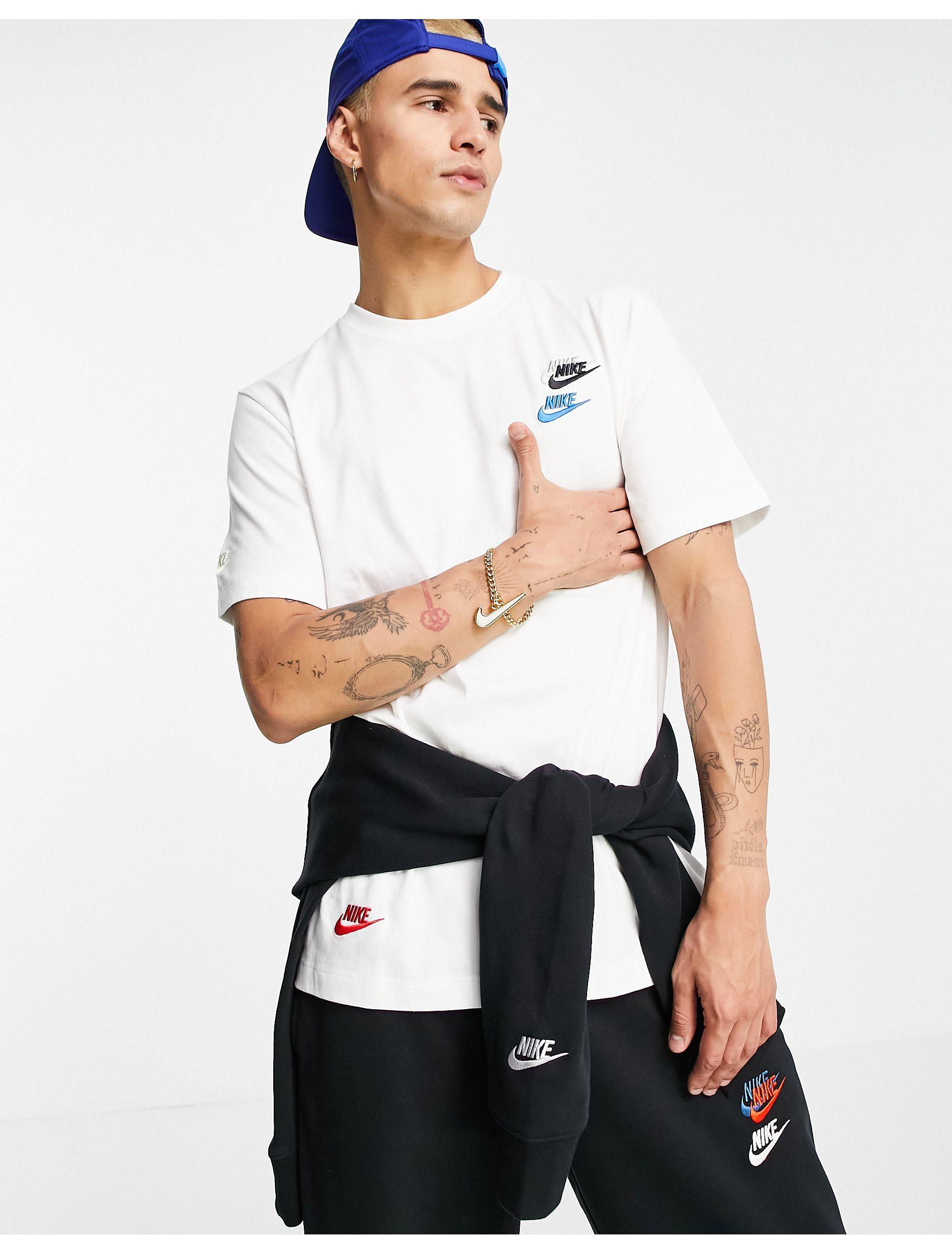 Nike Essentials+ Multi Logo T-shirt in White for Men