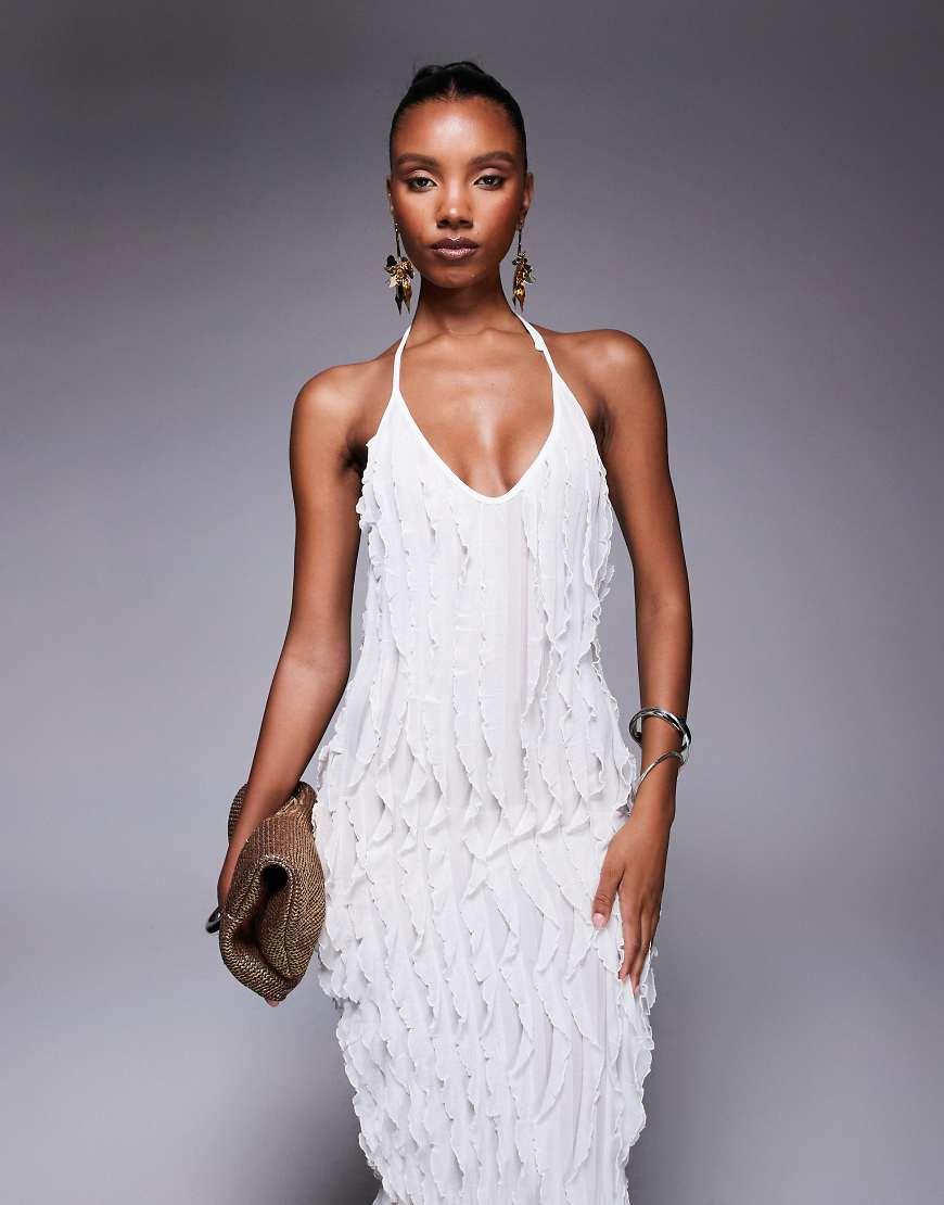 asos cream maxi dress ASOS DESIGN asymmetric high neck minimal maxi dress in cream
