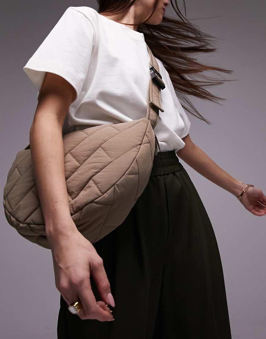 TOPSHOP Cairo Slouchy Nylon Quilted Crossbody Bag in Black Lyst UK