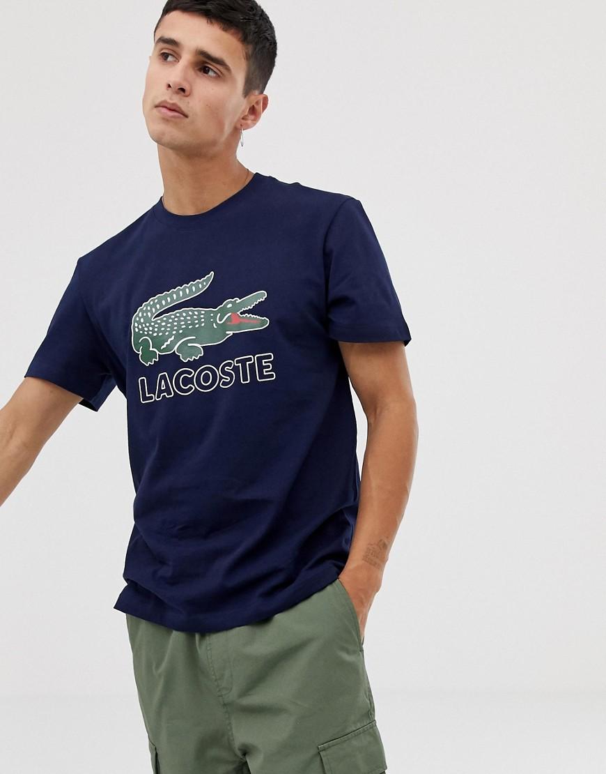 Lacoste T-Shirt in Marine mit großem Krokodil-Logo in Blau für Herren |  Lyst DE