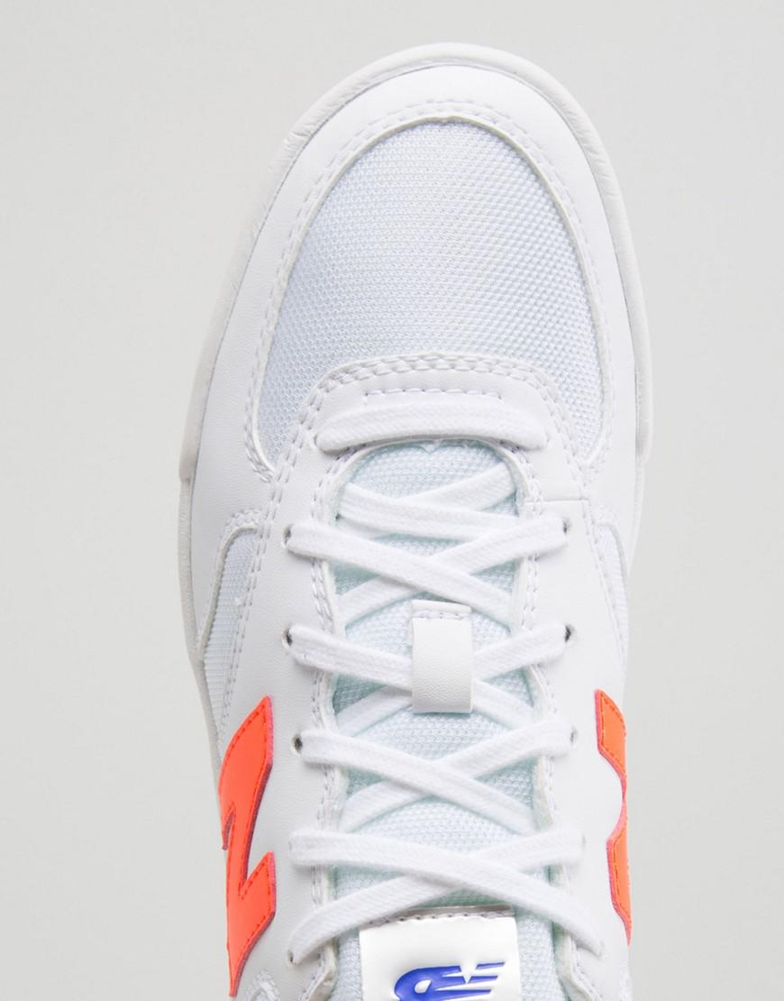 New Balance Suede 300 Court Trainers In White And Neon Orange - Lyst
