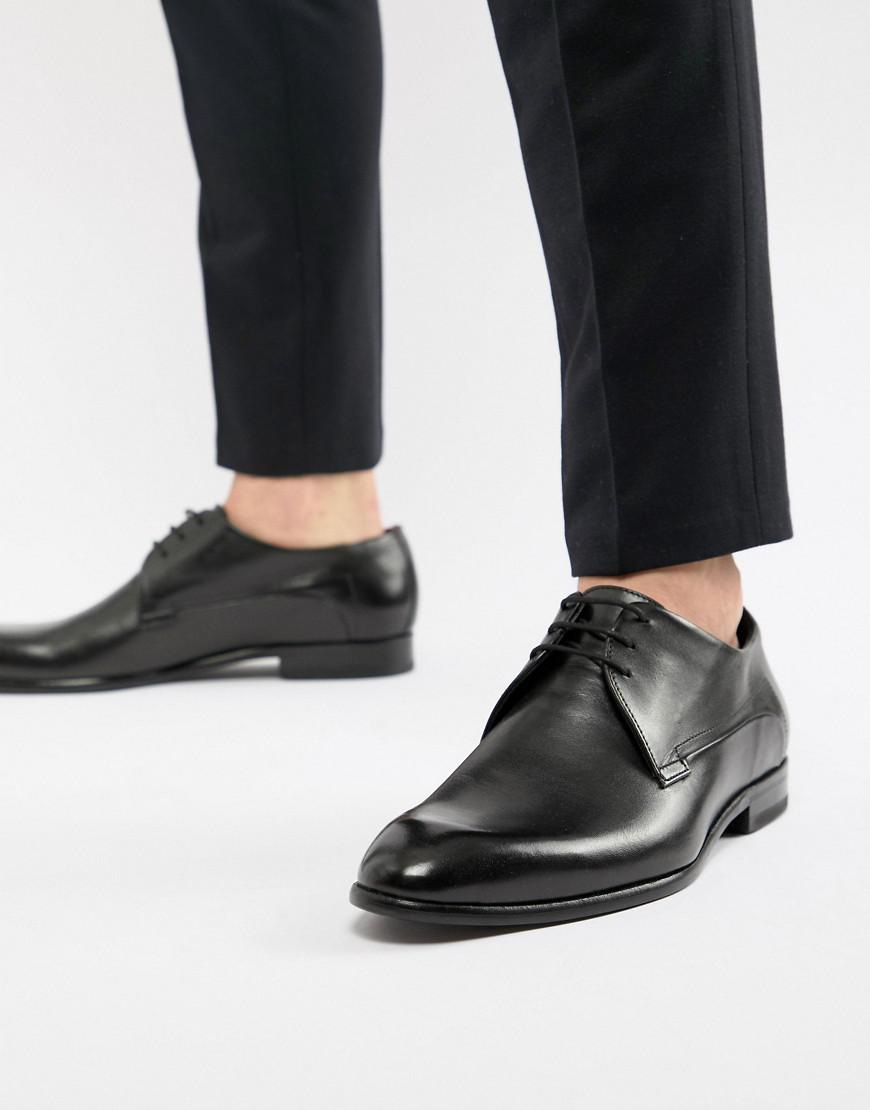 HUGO Appeal Derby Leather Shoes In Black for Men | Lyst