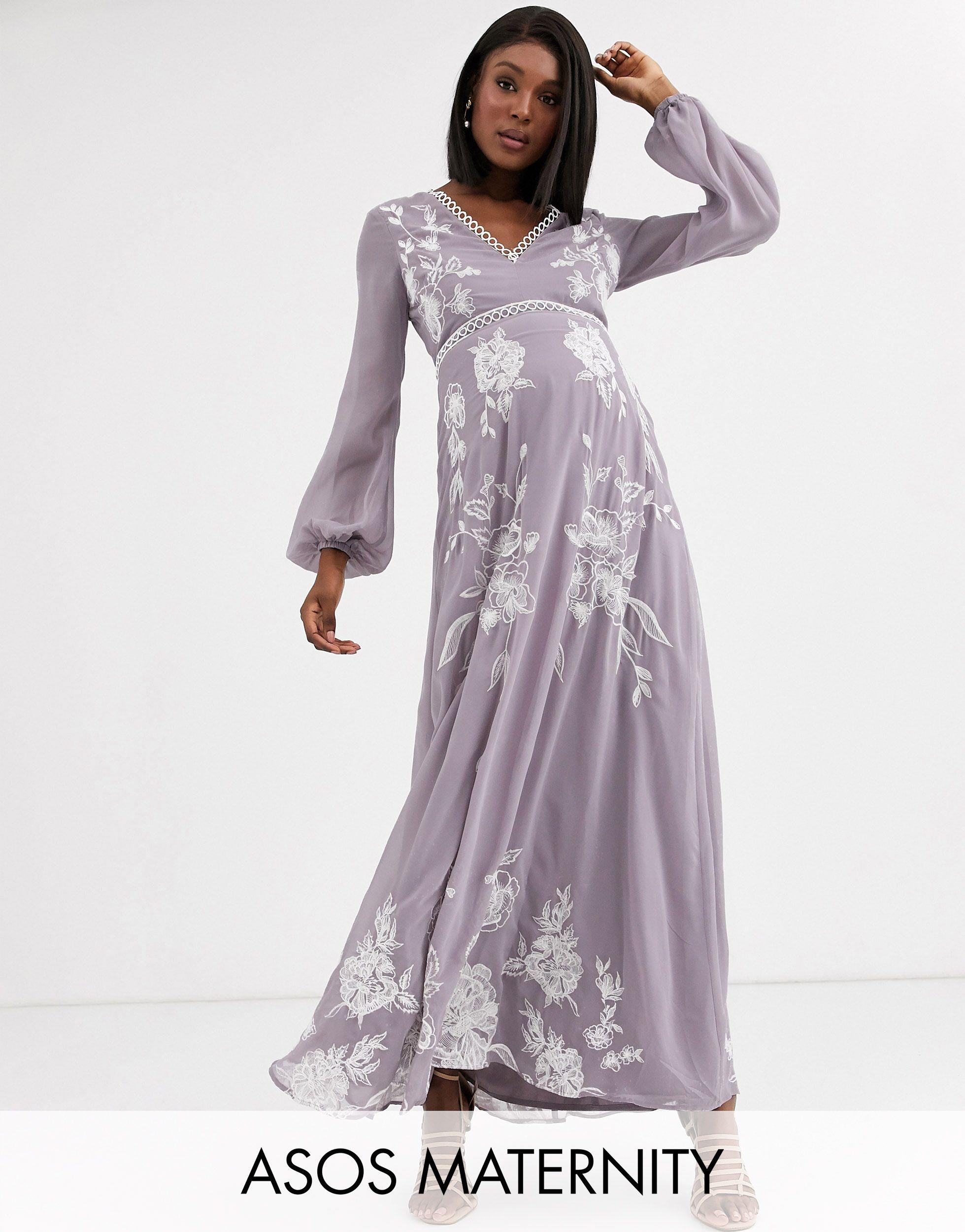 purple maternity maxi dress
