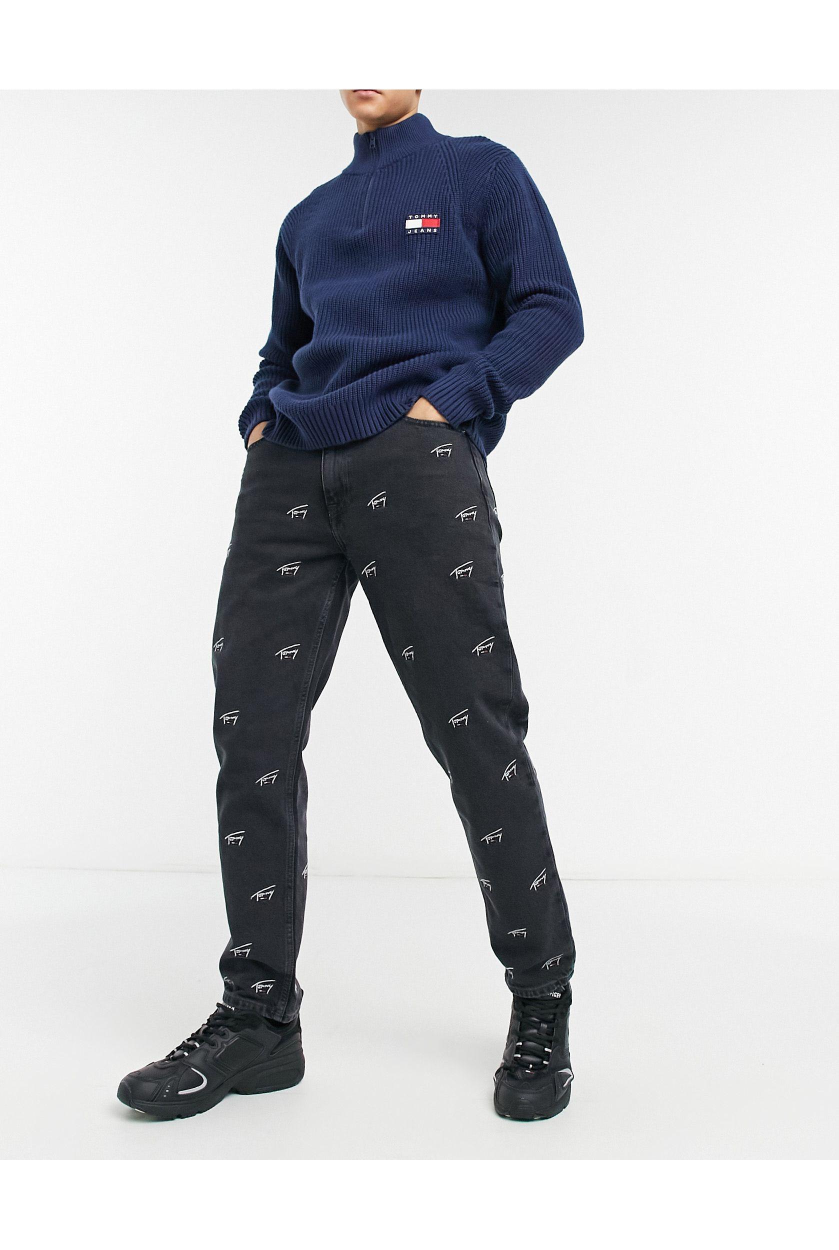 Hilfiger Straight Fit All Over Logo Jean in Black for |