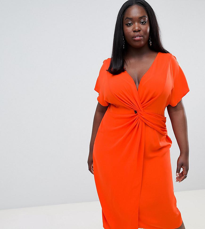 asos design twist midi dress with kimono sleeve