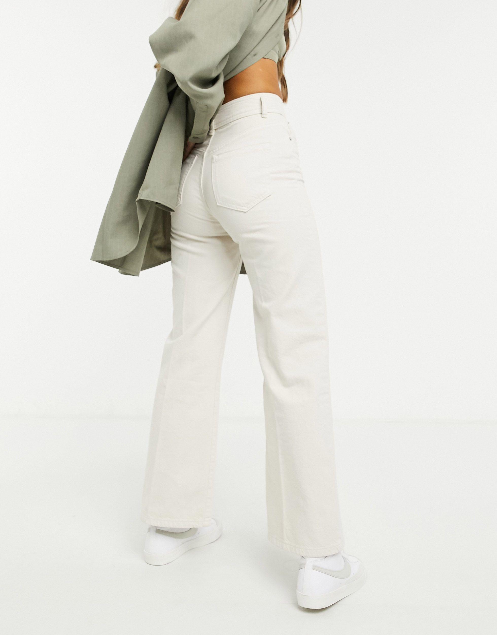 Bershka Denim Wide Leg Pants - Lyst