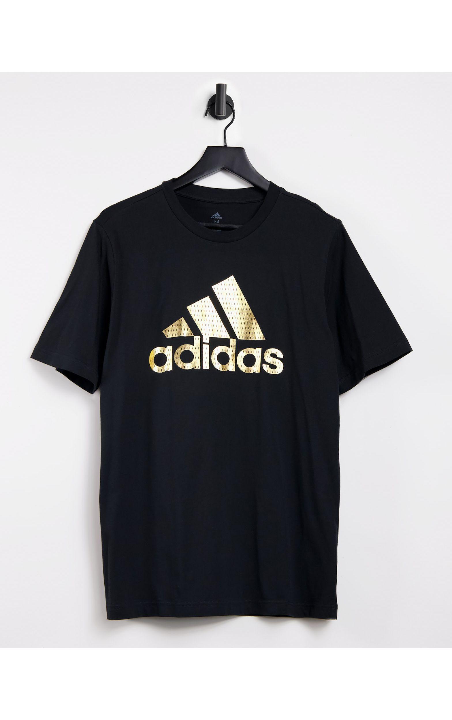 Camiseta negra con logo dorado adidas Originals de hombre de color Negro |  Lyst