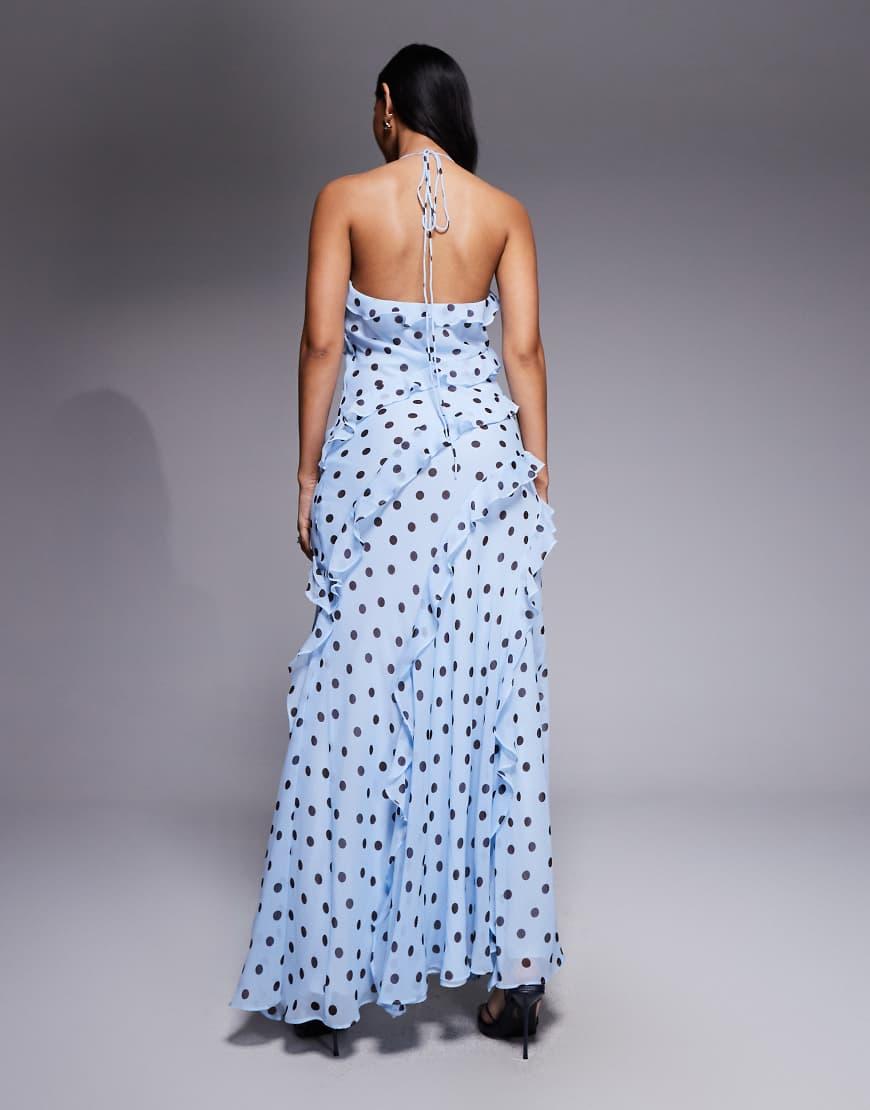 Forever New Low Back Halter Neck Ruffle Maxi Dress in Blue | Lyst UK Forever New Low Back Halter Neck Ruffle Maxi Dress in Blue | Lyst UK