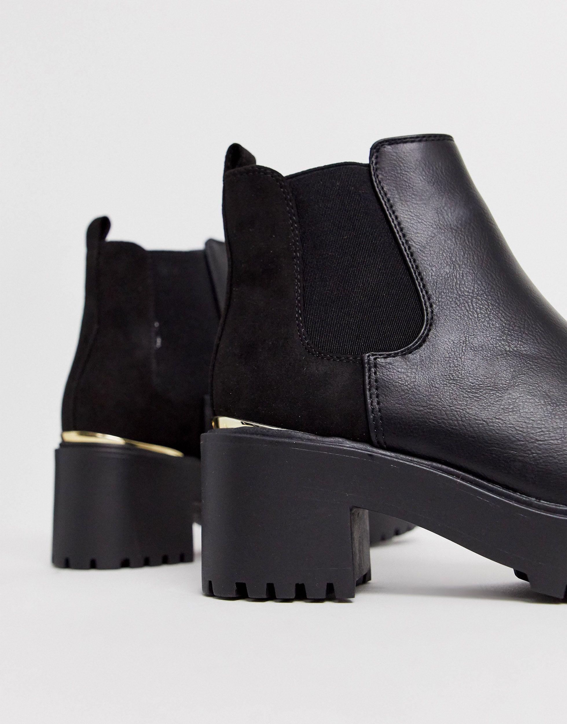 New Look Metal Detail Chunky Heeled Boots in Black | Lyst