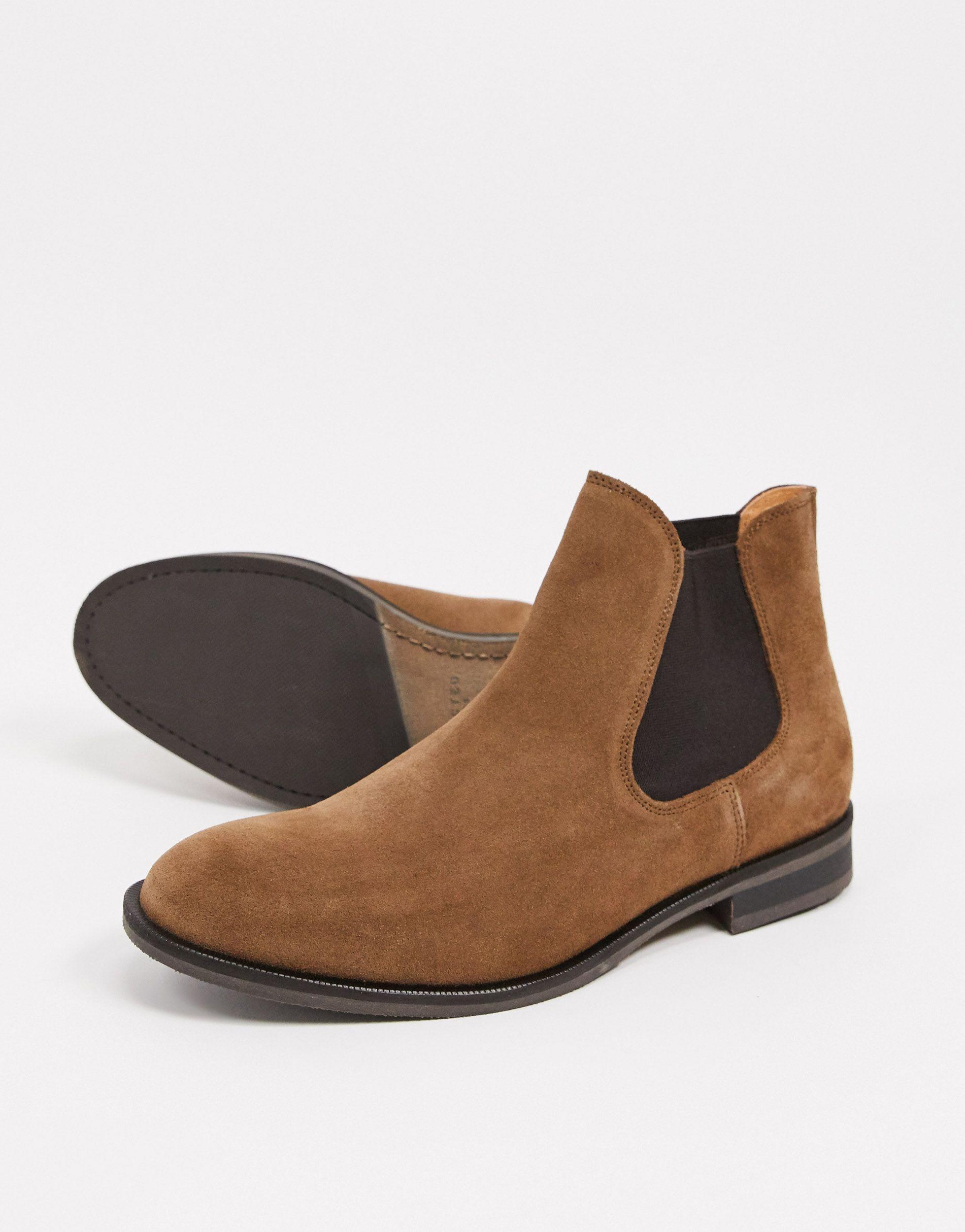 SELECTED Suede Chelsea Boot in Tan (Brown) for Men - Lyst