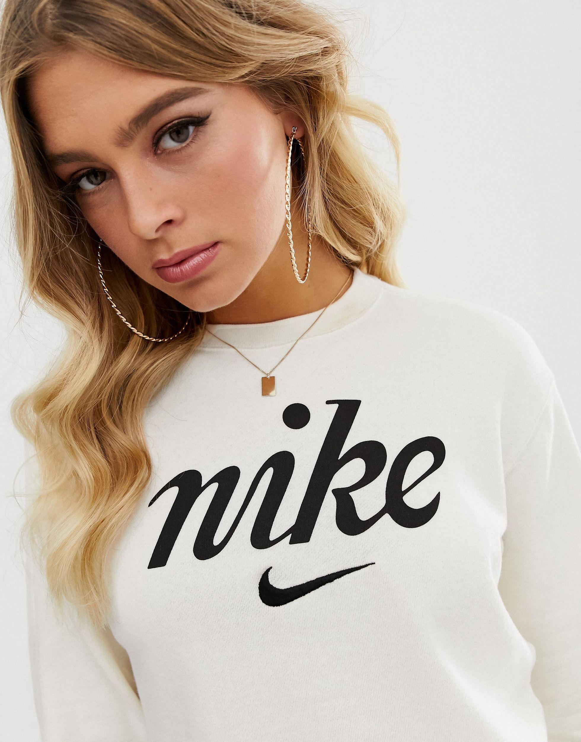 Sudadera corta en color crema Nike de Algodón de color Blanco | Lyst