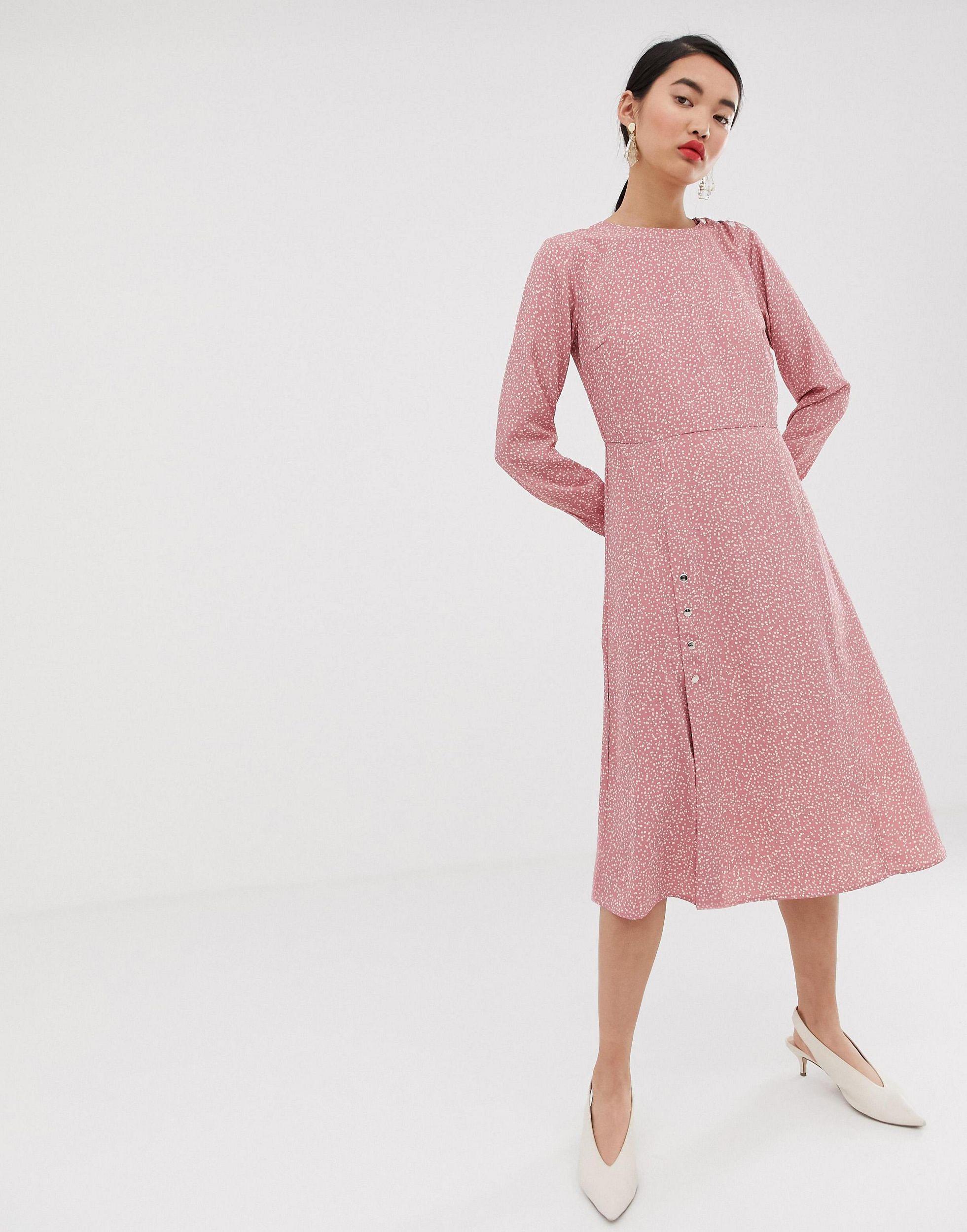 pink midi tea dress