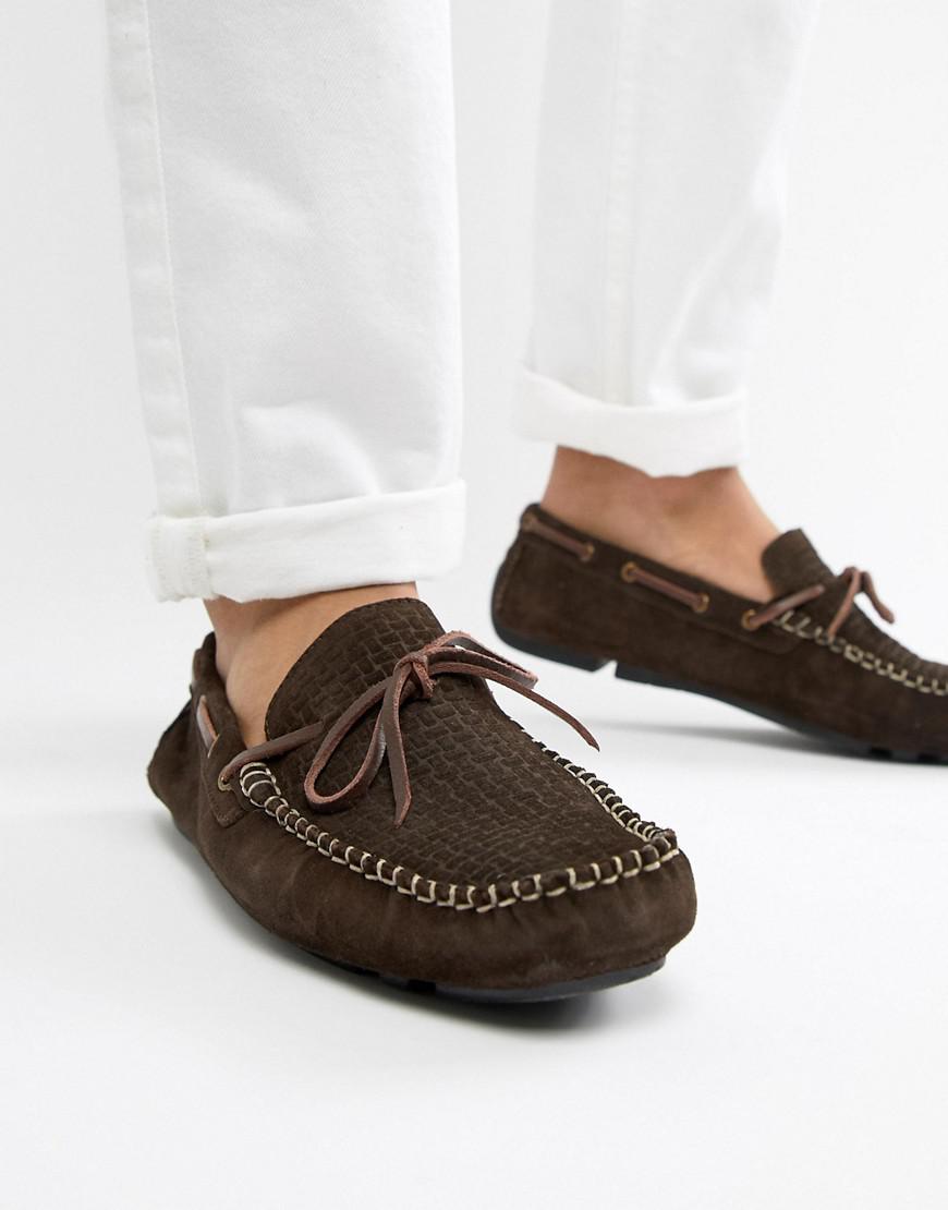 Dune Driving Shoes In Brown Suede for 